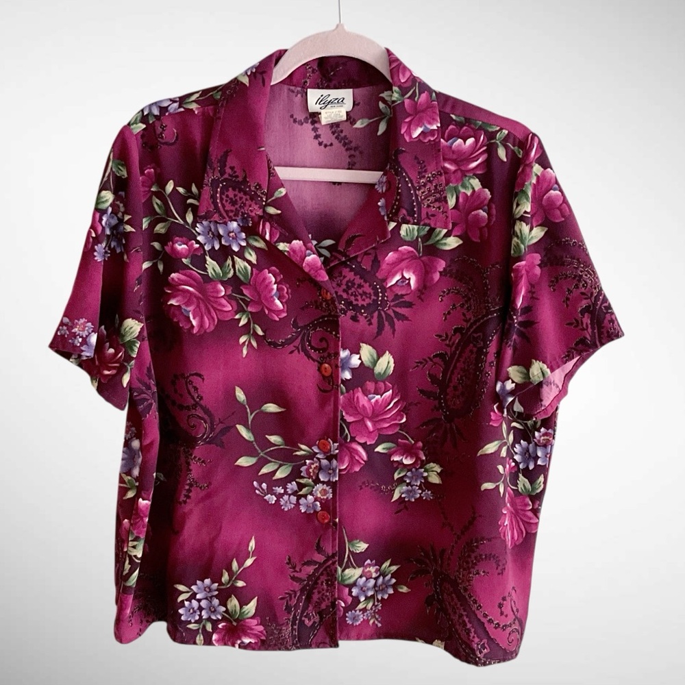 Ilyza Floral Buttondown Collared Short-Sleeve Shirt